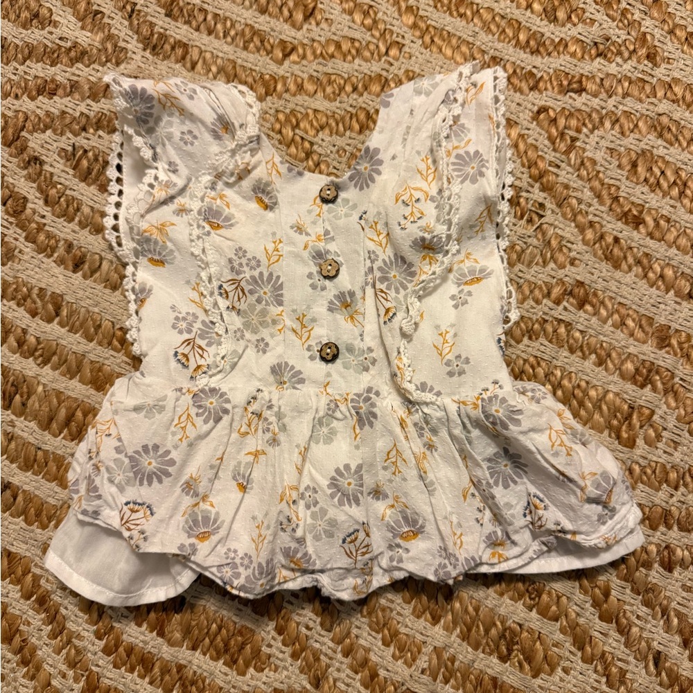 Rachel Zoe Floral Kids Blouse - White and Yellow